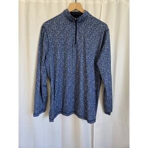 Bugatchi Mens Large Ooohcotton Tech Quarter Zip Pullover Sweater Night Blue Golf